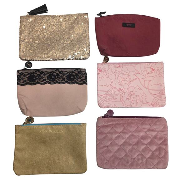 ipsy Handbags - NEW Lot of 6 Ipsy Makeup Cosmetic Glam Bags Travel Zip Pouch Multi-Color Designs